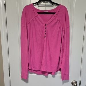 Pink Lily Fuchsia Button-Front Blouse